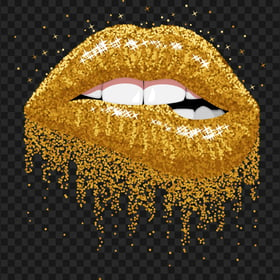 Gold Lips Glitter Mouth PNG