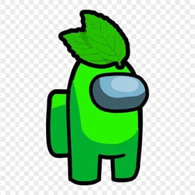 HD Lime Among Us Crewmate Character With Leaf Hat PNG