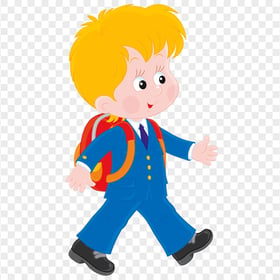 Cartoon Cute Boy Go To School HD PNG