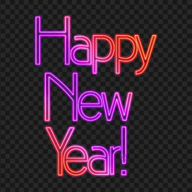 Red & Purple Neon Happy New Year Text HD PNG
