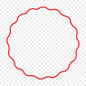 Wavy Circle Shape Red Border Frame PNG Image