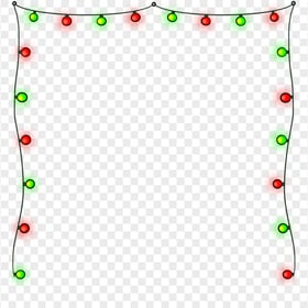 HD Green & Red Light Bulbs String Frame Clipart PNG