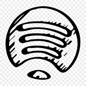Spotify Hand Sketch Black Logo Icon PNG