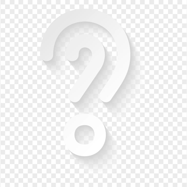 FREE White 3D Question Mark Symbol PNG