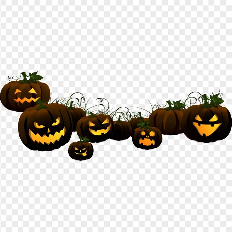 Halloween Pumpkins Group Jack O Lantern On Floor