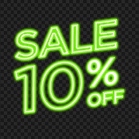 HD 10% Off Sale Green Neon Sign Transparent Background