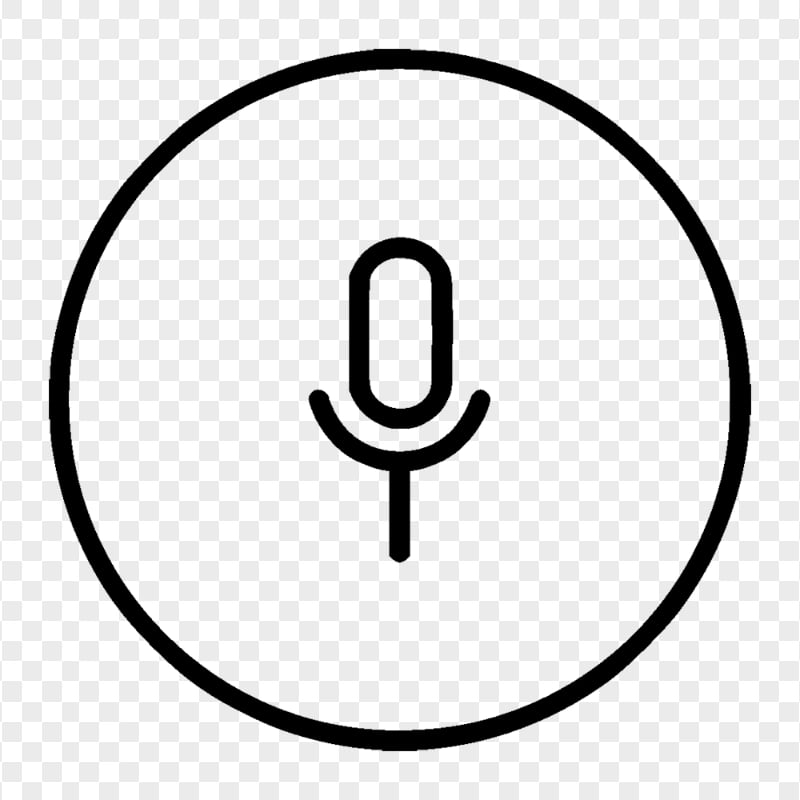 Download Round Voice Recorder Mic Line Black Icon PNG