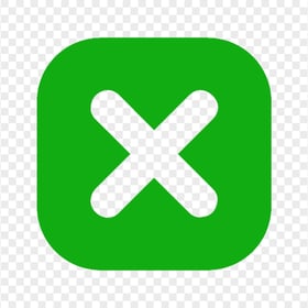 Green Square Close X Button Icon Transparent Background