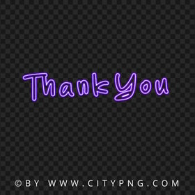 Transparent HD Thank You Purple Neon Text Sign Logo