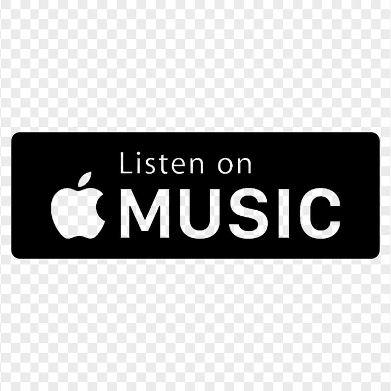 Listen On Apple Music Black Button Logo PNG