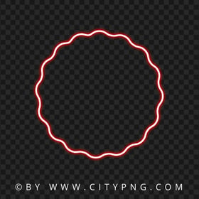 Neon Red Wavy Circle PNG Image