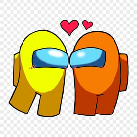 HD Among Us Yellow Love Orange Characters Valentines Day PNG