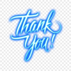 HD Thank You Blue Neon Calligraphy Text PNG