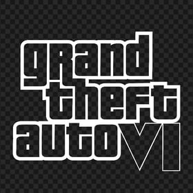 HD GTA Grand Theft Auto 6 White Outline Logo PNG