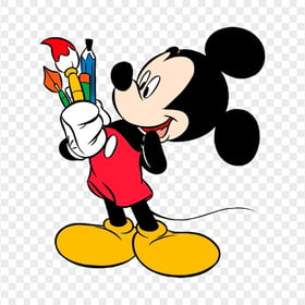 Mickey Mouse Holding a Paint Brush PNG