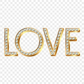 HD Gold & Diamond Love Word Transparent Background