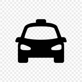 Taxi Cab Car Black Silhouette Front View Icon PNG