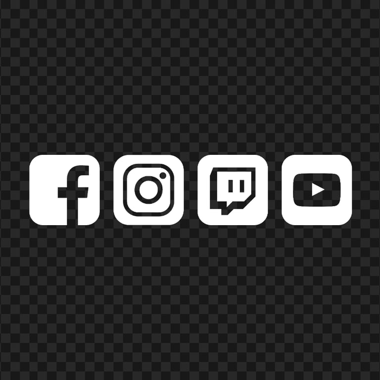 HD White Facebook Instagram Twitch Youtube Square Icons PNG