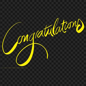 Congratulations Yellow Text Word Calligraphy PNG Image