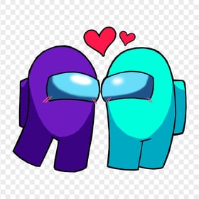 HD Among Us Purple Love Cyan Characters Valentines Day PNG