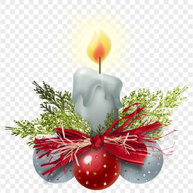 HD Gray Burning Candle With Christmas Baubles PNG