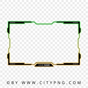Live Stream Yellow and Green Twitch Frame Overlay Neon PNG