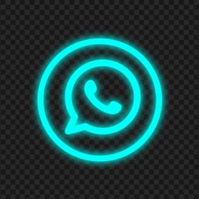 HD Light Blue Neon Outline Whatsapp Wa Round Circle Logo Icon PNG