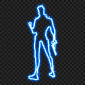 Yoru Valorant Blue Neon Silhouette PNG