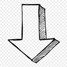 Black Outline Drawing Arrow 3D Effect Point Down