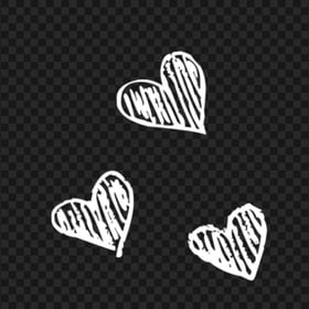 HD Three White Sketching Hearts PNG