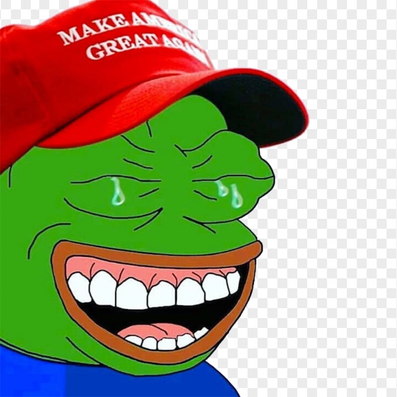 Pepe Frog Wear Make America Great Again Hat Laughing