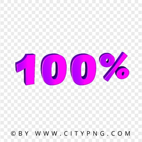 100% One Hundred Percent Purple Text PNG Image