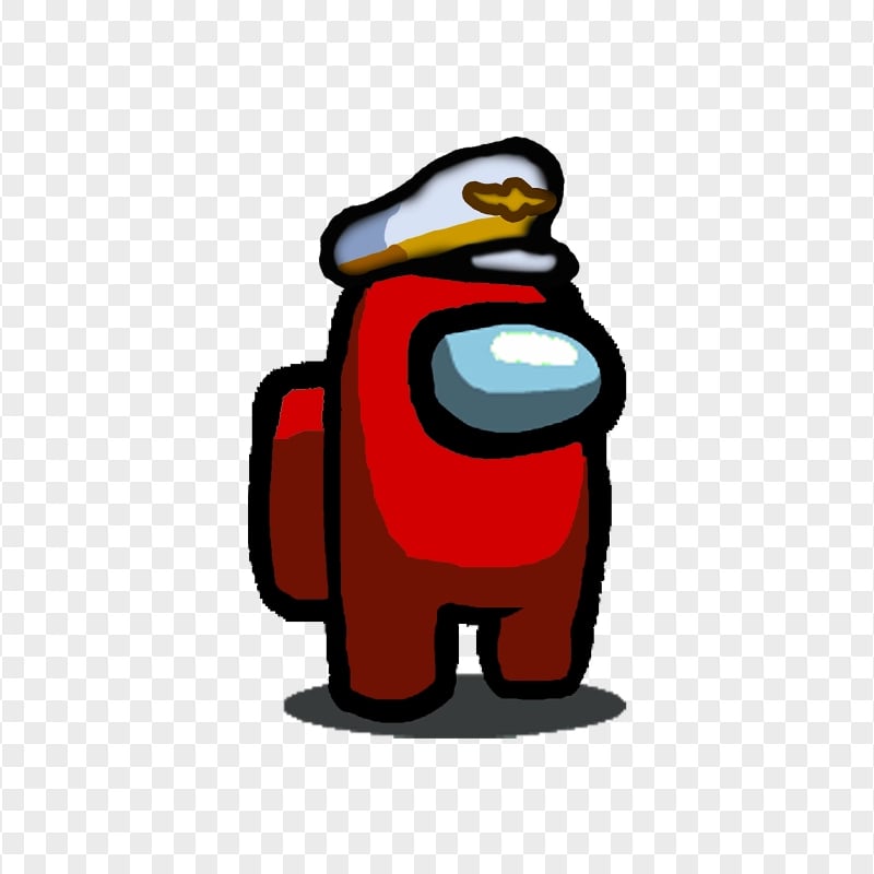 HD Red Among Us Character With Captain Hat PNG Citypng