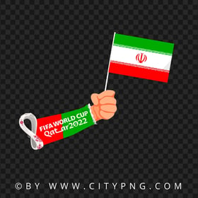 Iran World Cup 2022 Hand Holding Flag Pole FREE PNG