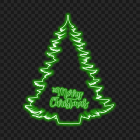 HD Green Neon Merry Christmas Tree PNG