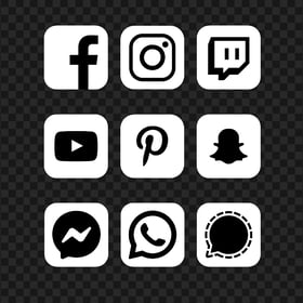 HD Black & White Social Media Square Icons PNG