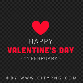 Minimal 14 February Happy Valentine's Day Design PNG