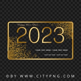 2023 Happy New Year Glitter Golden Template PNG