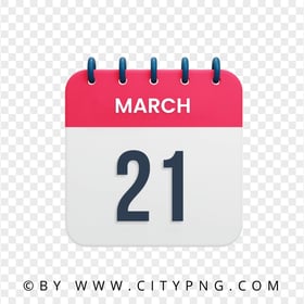 21th March Date Vector Calendar Icon HD PNG