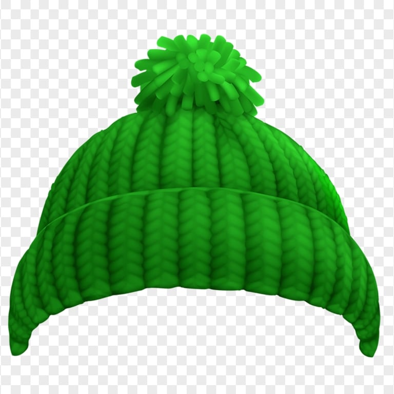 Realistic Green Winter Beanie PNG Image