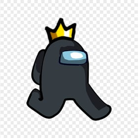 HD Black Among Us Character Walking With Crown Hat PNG