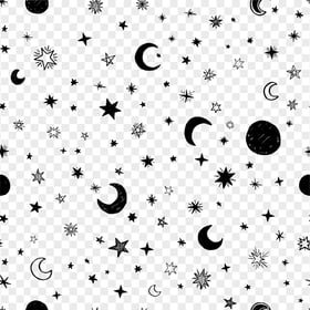 Crescent Moon And Stars Pattern Background