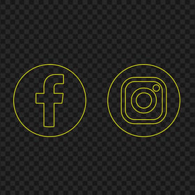 HD Facebook Instagram Yellow Outline Circle Logos Icons PNG