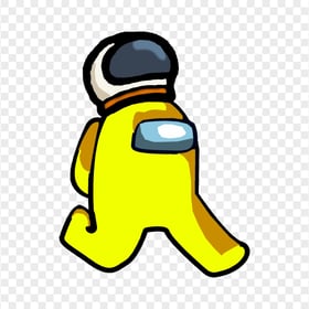 HD Yellow Among Us Character Walking With Astronaut Helmet PNG