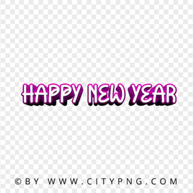 Happy New Year 3D Purple Text PNG