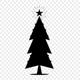 HD Single Flat Black Vector Christmas Tree Icon Silhouette PNG