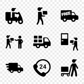 Download Black Delivery Logistics Icons PNG