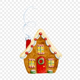 HD Watercolor Christmas Gingerbread House PNG
