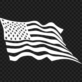 White Outline Waving United States USA Flag
