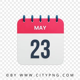 HD May 23th Date Red & White Icon Calendar Transparent PNG